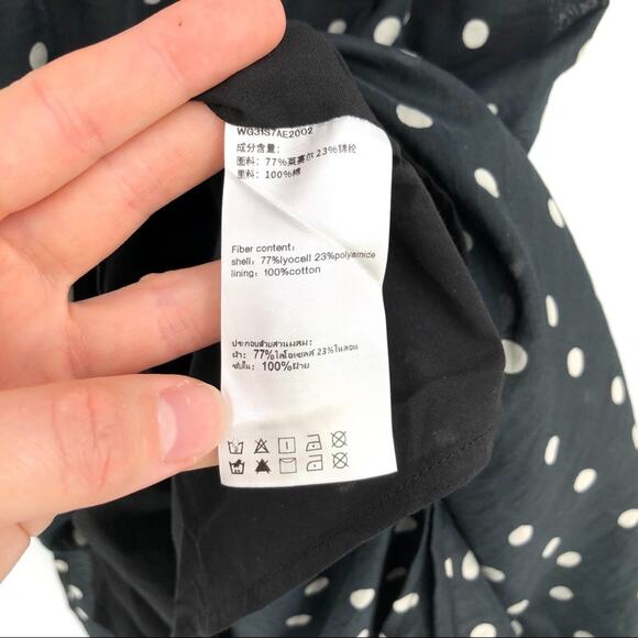 URBAN REVIVO Polka Dot Midi Dress Black White 4 - Picture 8 of 10